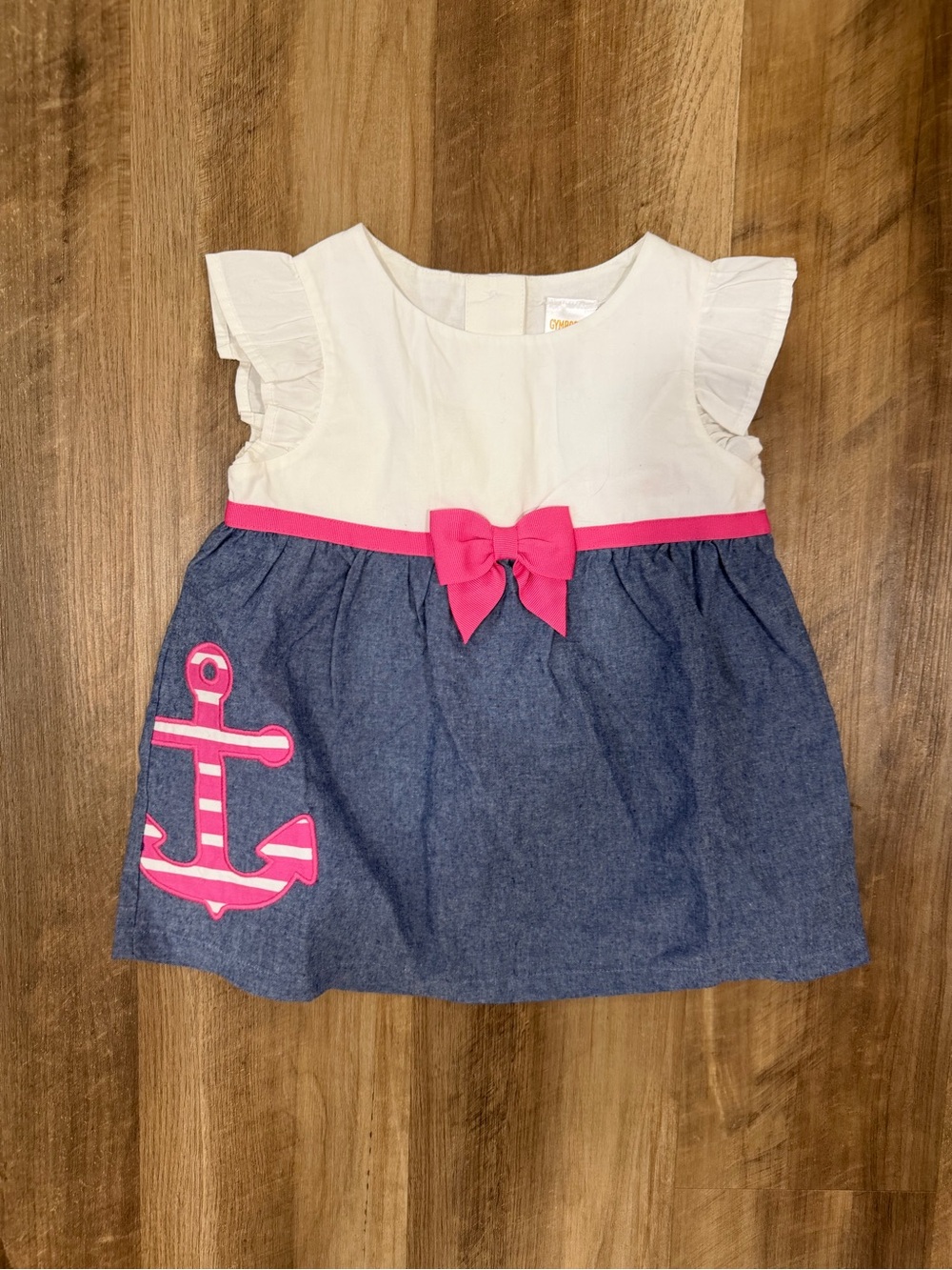 Gymboree White, Navy & Hot Pink Anchor Dress